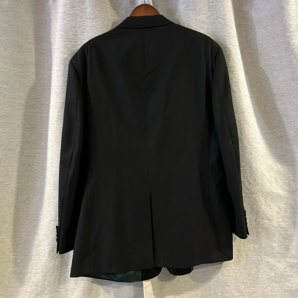 Vtg USA Made Tommy‎ Hilfiger 42R 36X32 Black Mens Jacket Pants Suit
